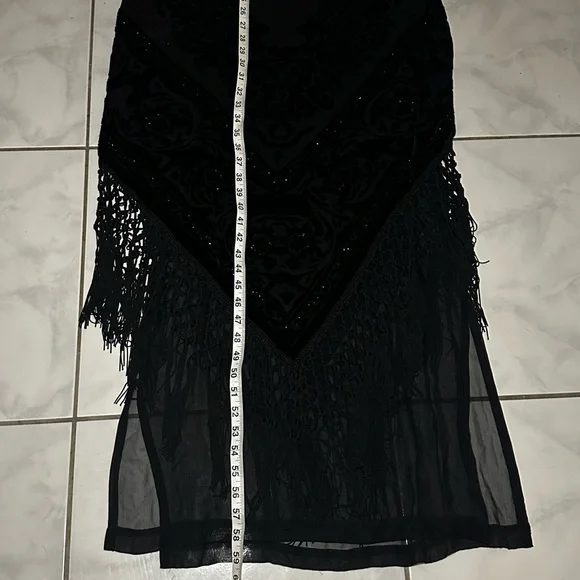 Vintage Sue Wong Dress Gown Size 10 Halter Prom Formal Beaded Fringe Silk Blend - Picture 5 of 16